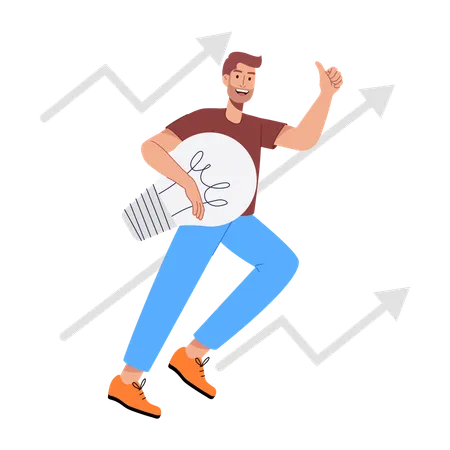 Man Get Growth Idea  Illustration