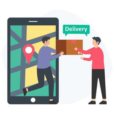 Man Get parcel delivery  Illustration