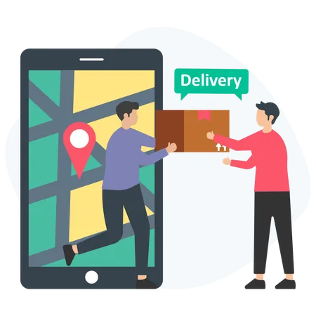 Man Get parcel delivery  Illustration