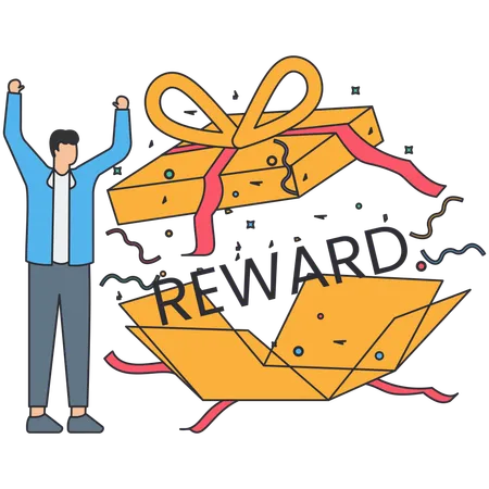 Man Get Reward during Shopping  Illustration