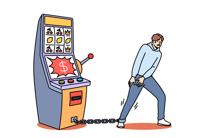 Man gets addicted to gambling  Illustration