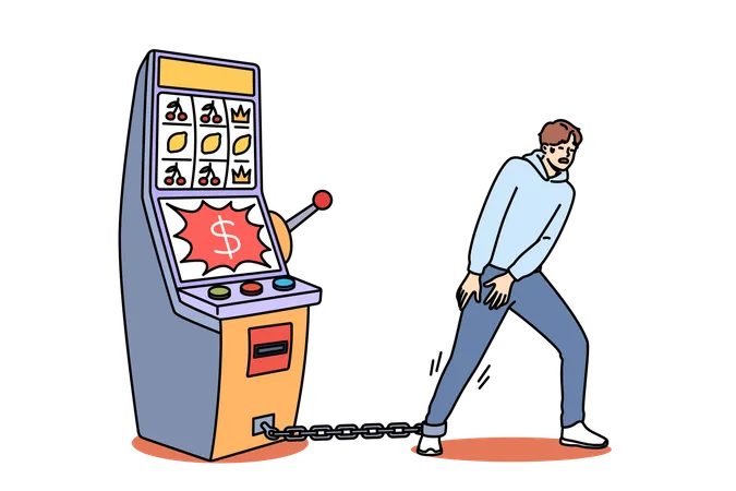 Man gets addicted to gambling  Illustration