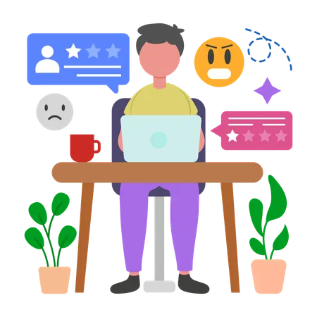 Man gets Negative Feedback  Illustration