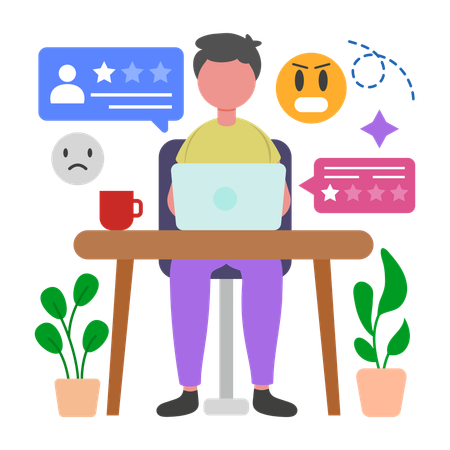 Man gets Negative Feedback  Illustration