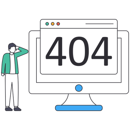Man getting 404 Error  Illustration
