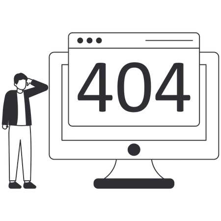 Man getting 404 Error  Illustration