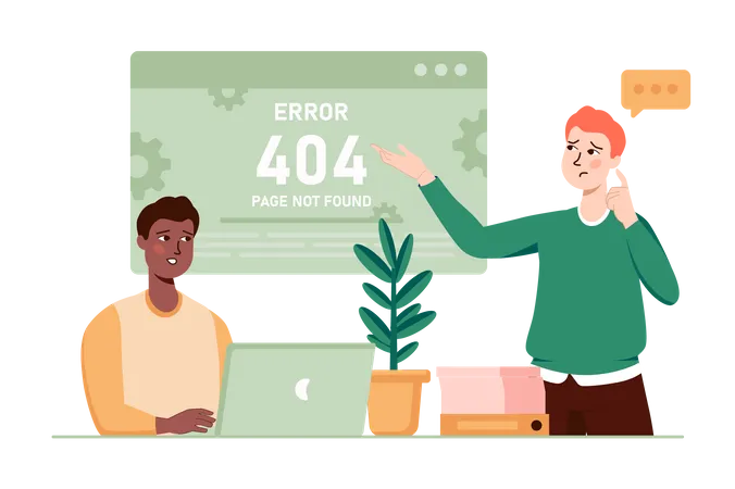 Man getting 404 error  Illustration