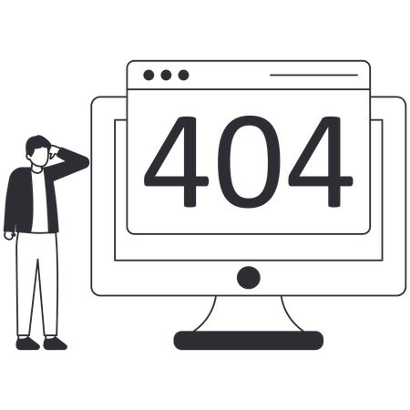 Man getting 404 Error  Illustration