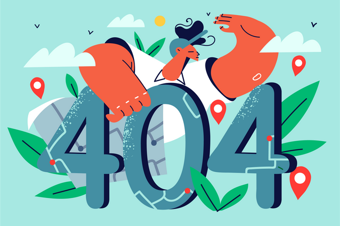 Man getting 404 error  Illustration