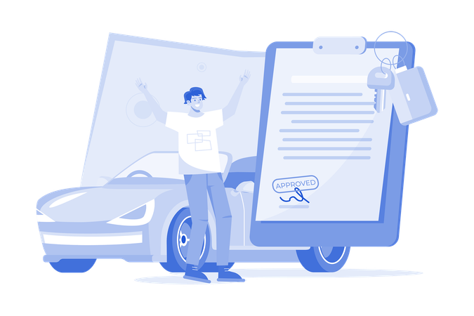 Man Getting A Car Loan Approved  Illustration