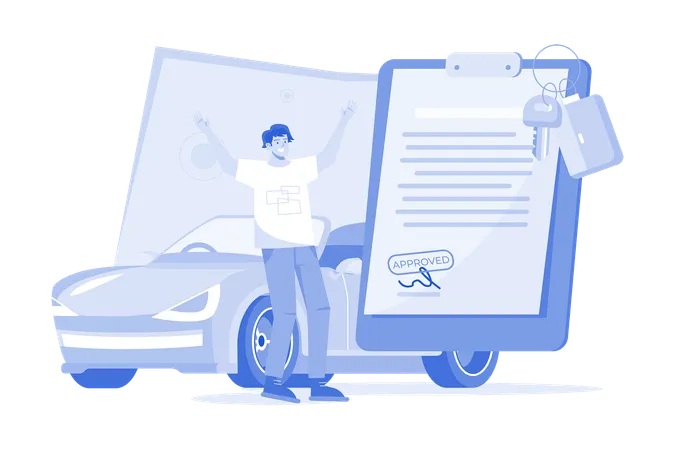 Man Getting A Car Loan Approved  Illustration