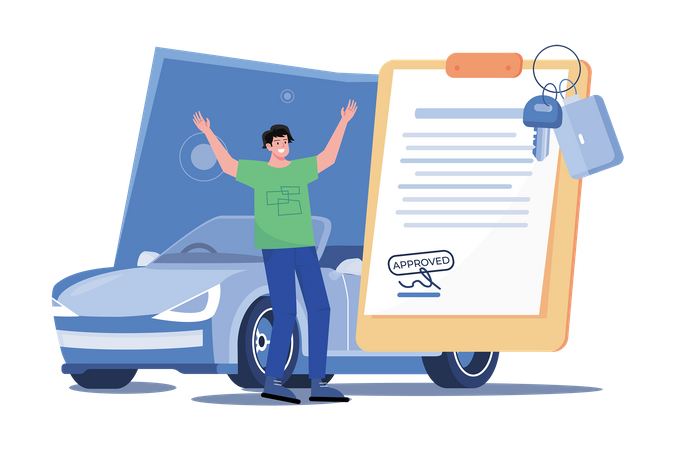 Man Getting A Car Loan Approved  Illustration