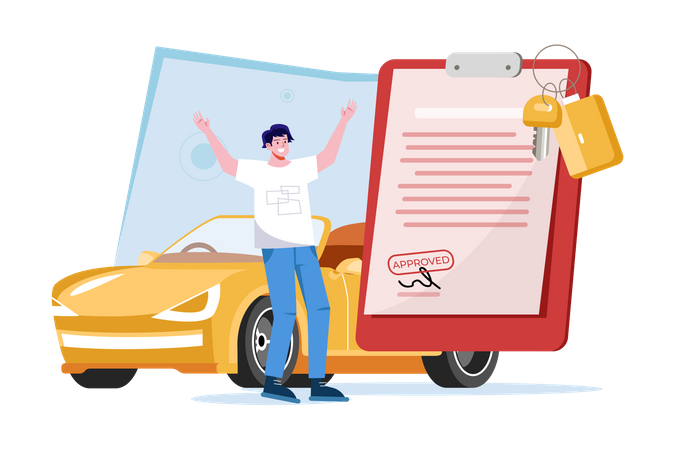 Man Getting A Car Loan Approved  Illustration