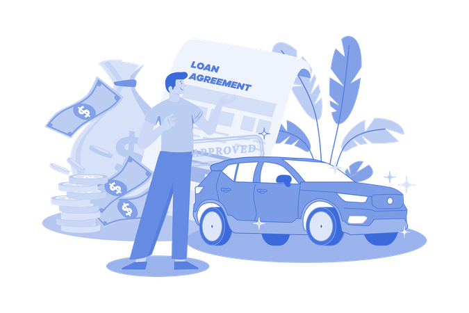 Man Getting A Car Loan Approved  Illustration