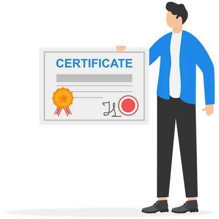 Man getting a certificate  イラスト