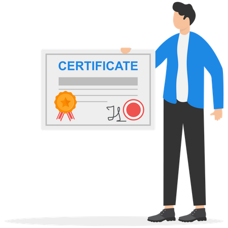 Man getting a certificate  Illustration