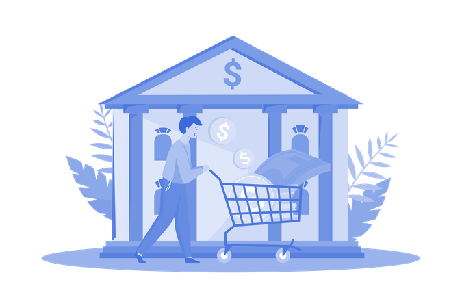 Man Getting A Loan From The Bank  Illustration