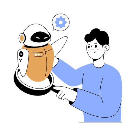 Man getting ai help  Illustration