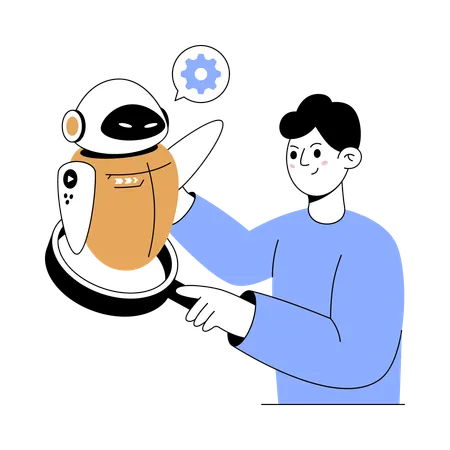 Man getting ai help  Illustration