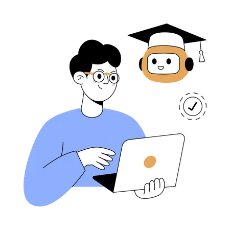 Man getting ai teaching  Illustration