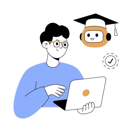 Man getting ai teaching  Illustration