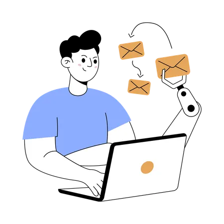 Man getting automated task  Illustration