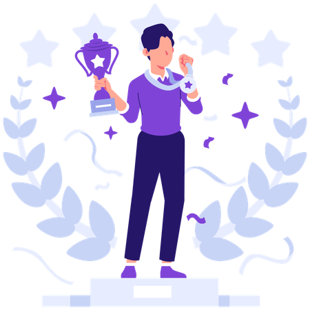 Man getting best employee award  Illustration