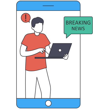 Man getting Breaking News  Illustration