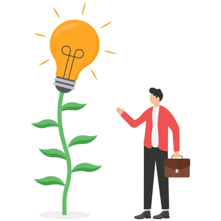 Businessmen Stand At A Light Bulb Tree Business Ideas And Success Illustration
