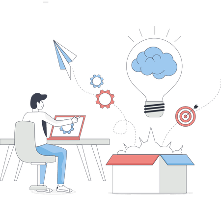 Man  getting business ideas  Illustration
