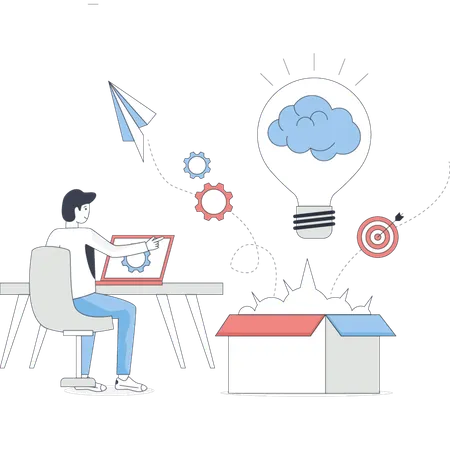 Man  getting business ideas  Illustration