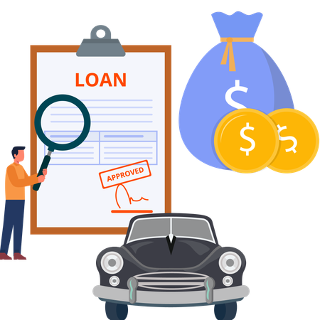 Man getting car loan  Illustration