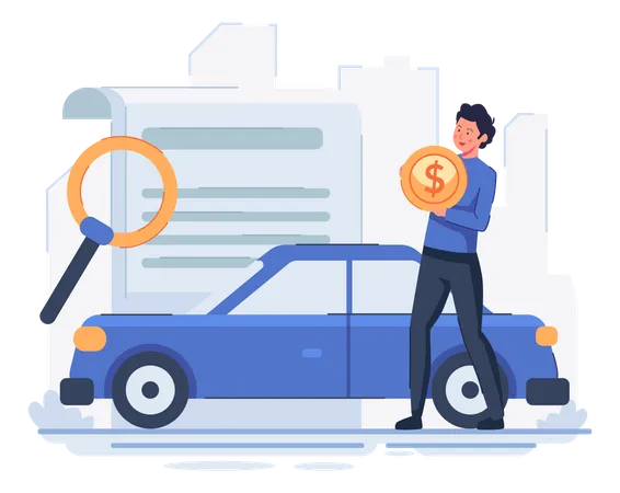 Man getting car loan  Illustration