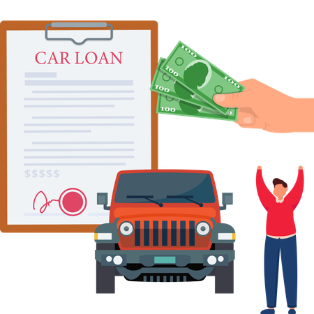 Man getting car loan approval  Illustration