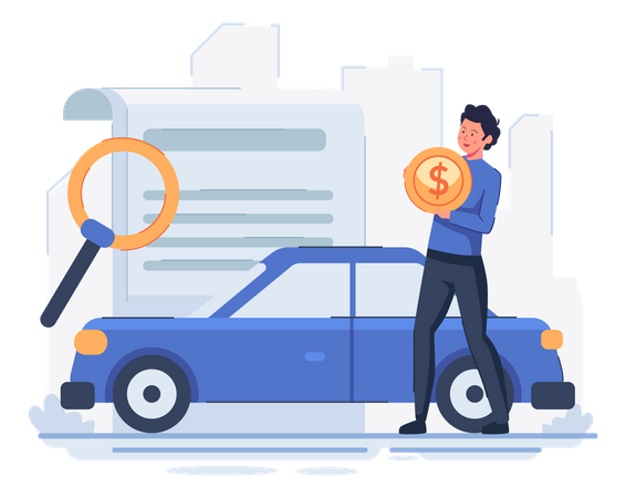 Man getting car loan  Illustration