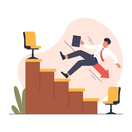 Man getting career demotion  Illustration