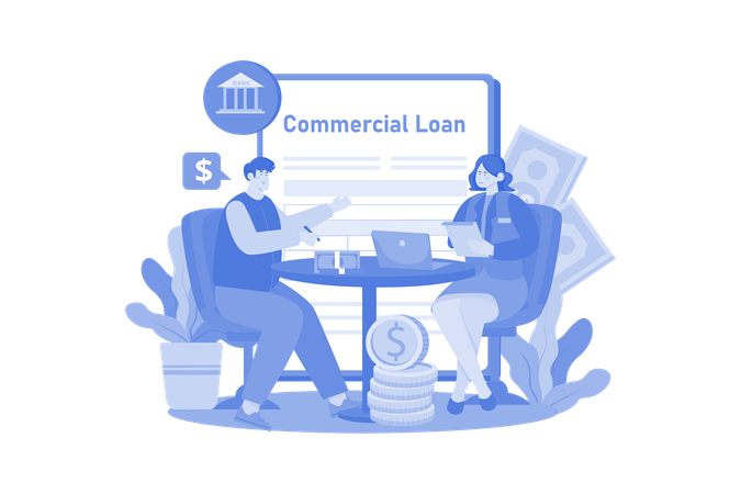 Man getting commercial loan  Illustration