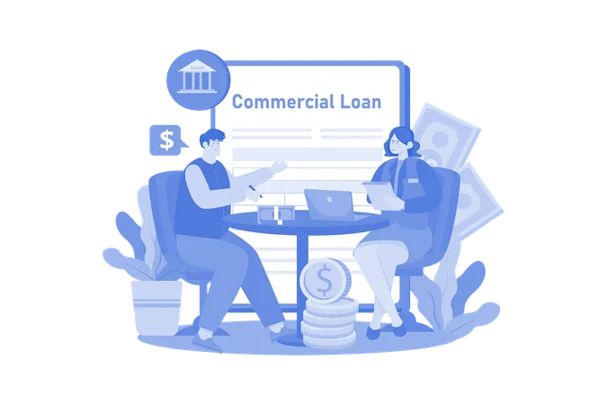 Man getting commercial loan  Illustration