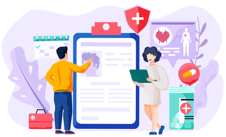 Man getting consultation with doctor using remote communication  Illustration