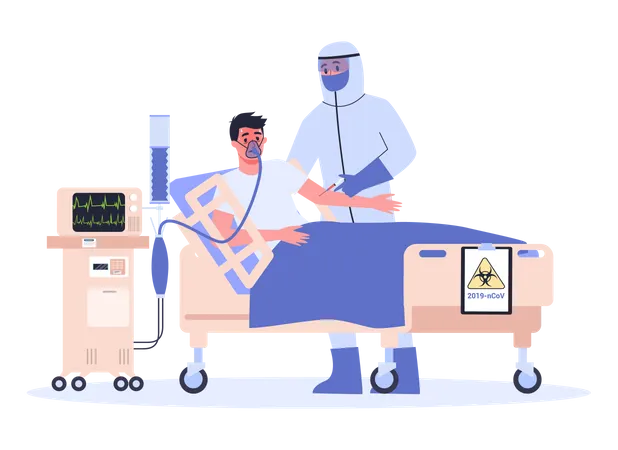 2019 N Co V Symptoms And Treatment Coronovirus Alert Doctor In Special Equipment Hospitalise Infected Man Isolated Vector Illustration In Cartoon Style Illustration