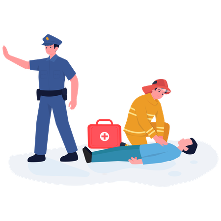 Man getting CPR Assistance  Illustration