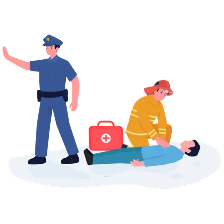 Man getting CPR Assistance  Illustration