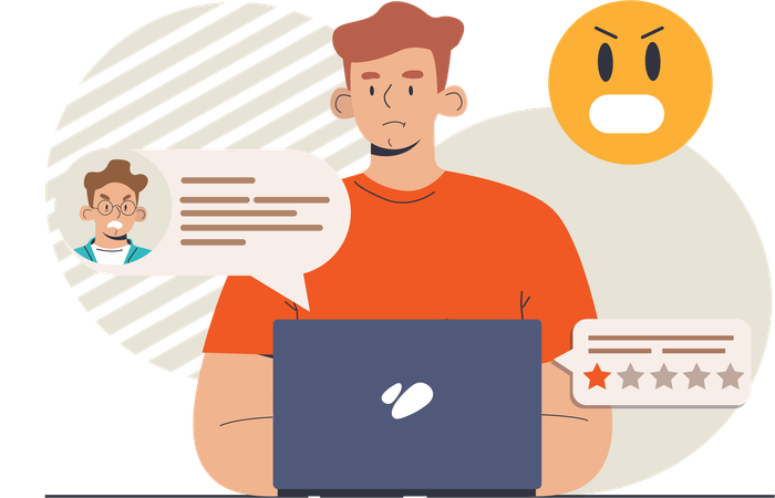 Man getting customer bad review  Illustration