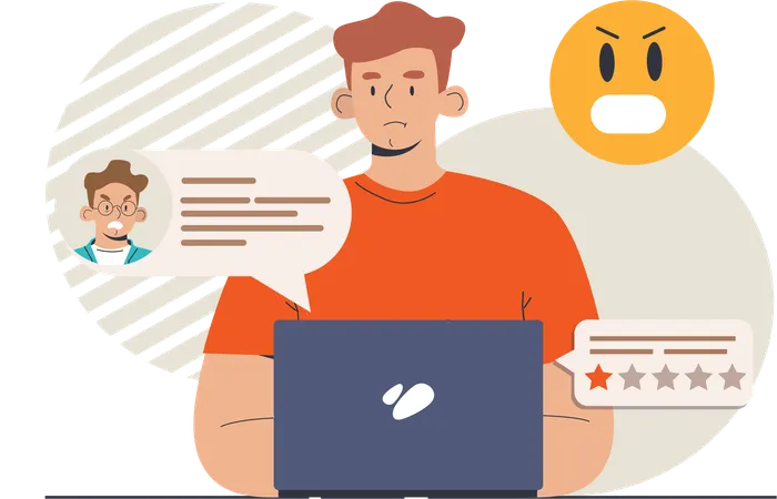 Man getting customer bad review  Illustration