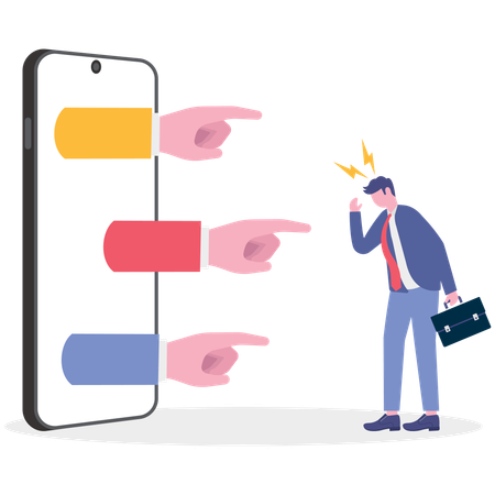 Man getting cyber bullying  Illustration