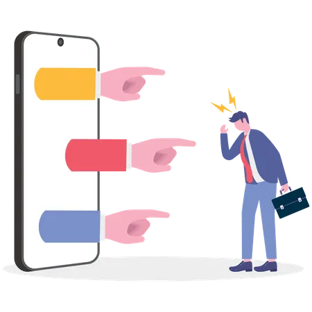 Man getting cyber bullying  Illustration