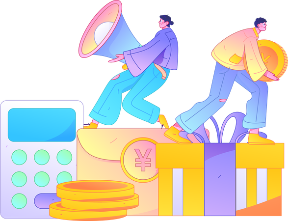 Man getting discount in shopping  Illustration