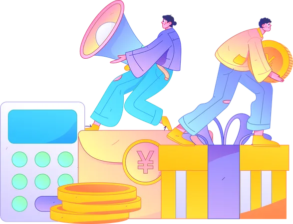 Man getting discount in shopping  Illustration