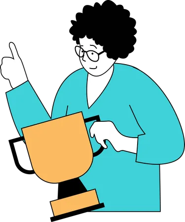 Man getting education trophy  Illustration