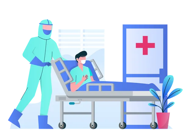 Man getting emergency covid treatment  Illustration